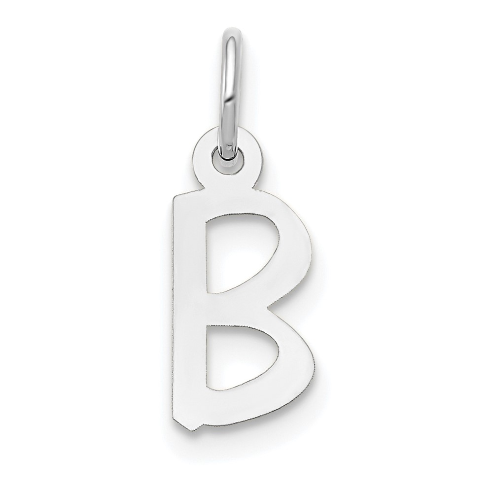 10YC645B.jpg 10k White Gold Small Slanted Block Initial B Charm - Image 1