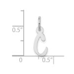 10k White Gold Small Slanted Block Initial C Charm - Image 2