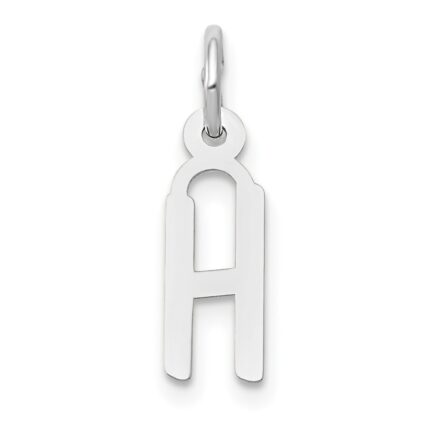 10k White Gold Small Slanted Block Initial H Char