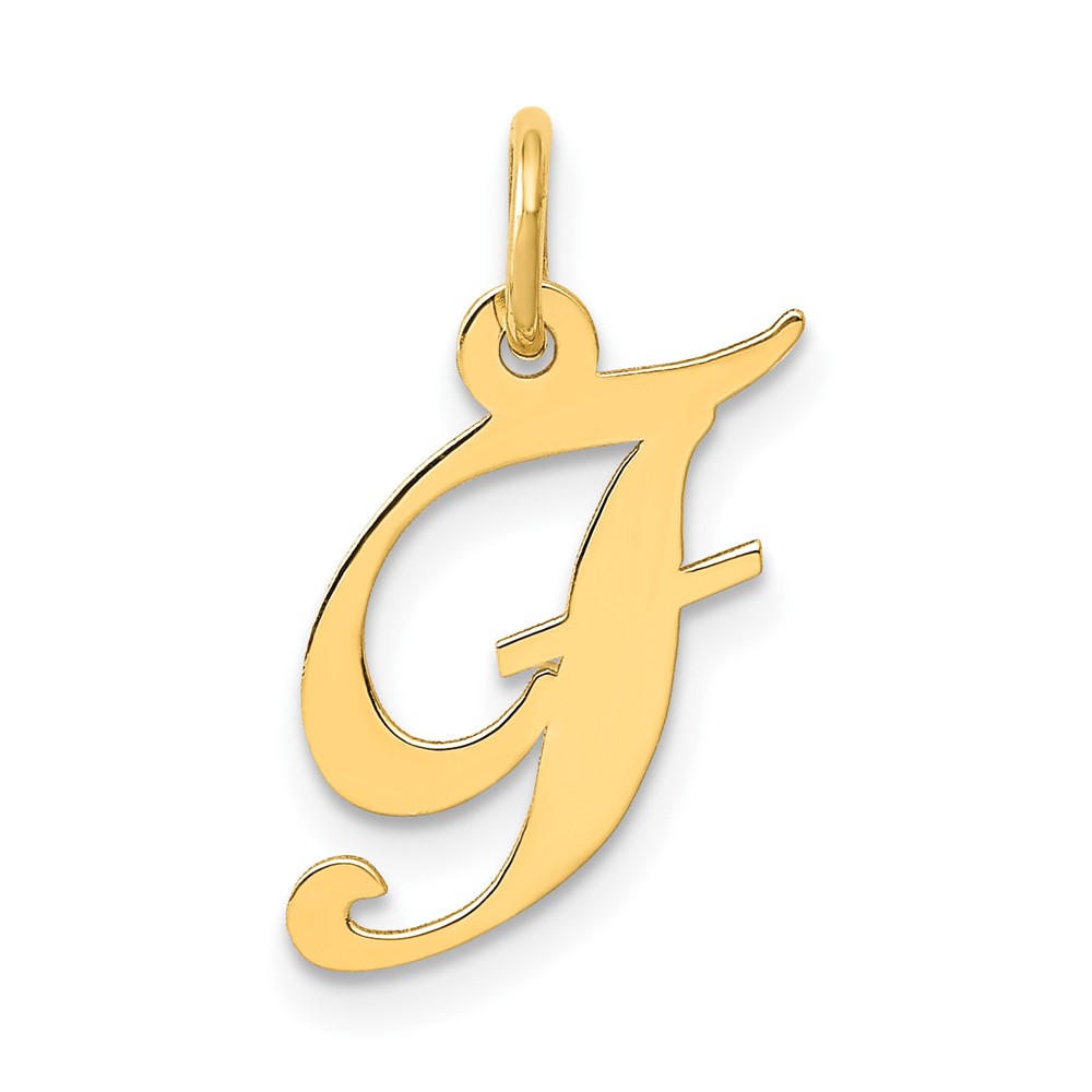 10YC650F.jpg 10K Small Fancy Script Initial F Charm - Image 1