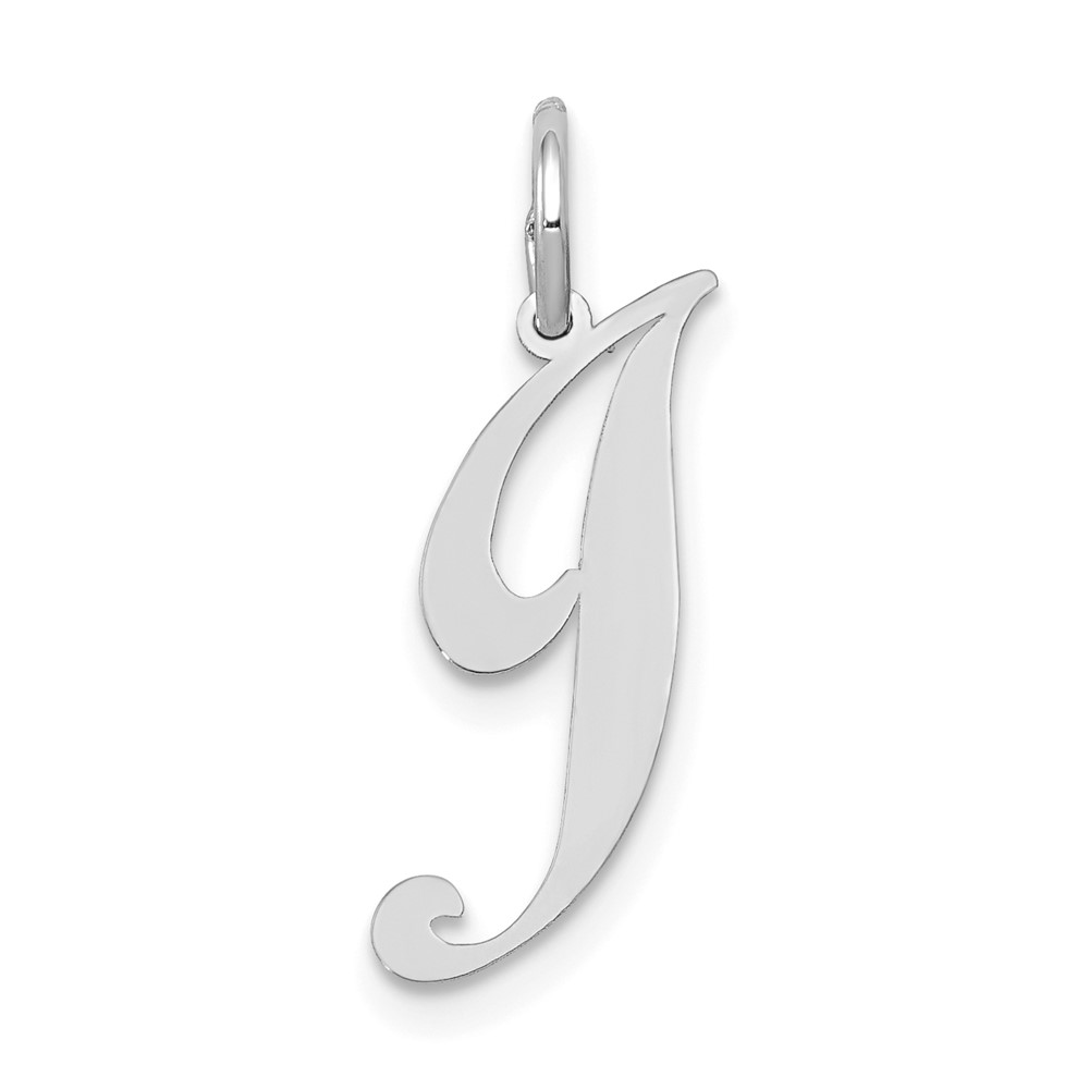 10YC651J.jpg 10k White Gold Small Fancy Script Initial J Charm - Image 1