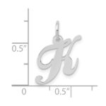 10k White Gold Small Fancy Script Initial K Charm - Image 2