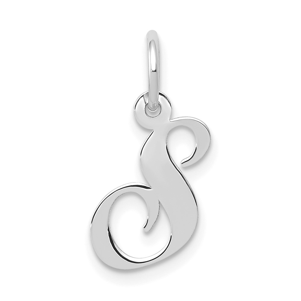 10YC651S.jpg 10k White Gold Small Fancy Script Initial S Charm - Image 1