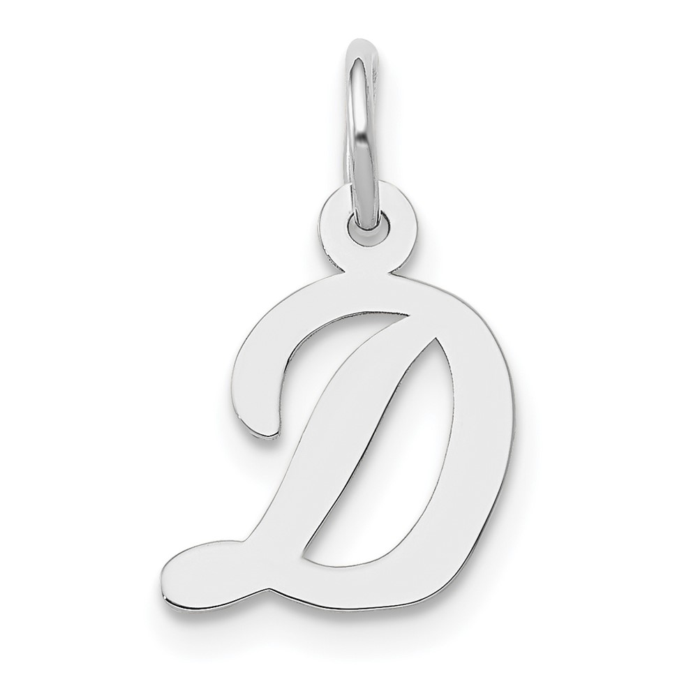 10YC659D.jpg 10k White Gold Small Script Initial D Charm - Image 1