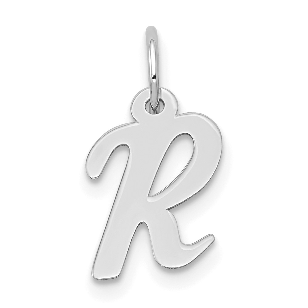 10YC659R.jpg 10k White Gold Small Script Initial R Charm - Image 1