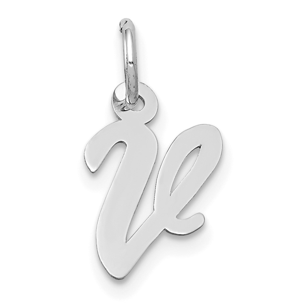 10YC659V.jpg 10k White Gold Small Script Initial V Charm - Image 1