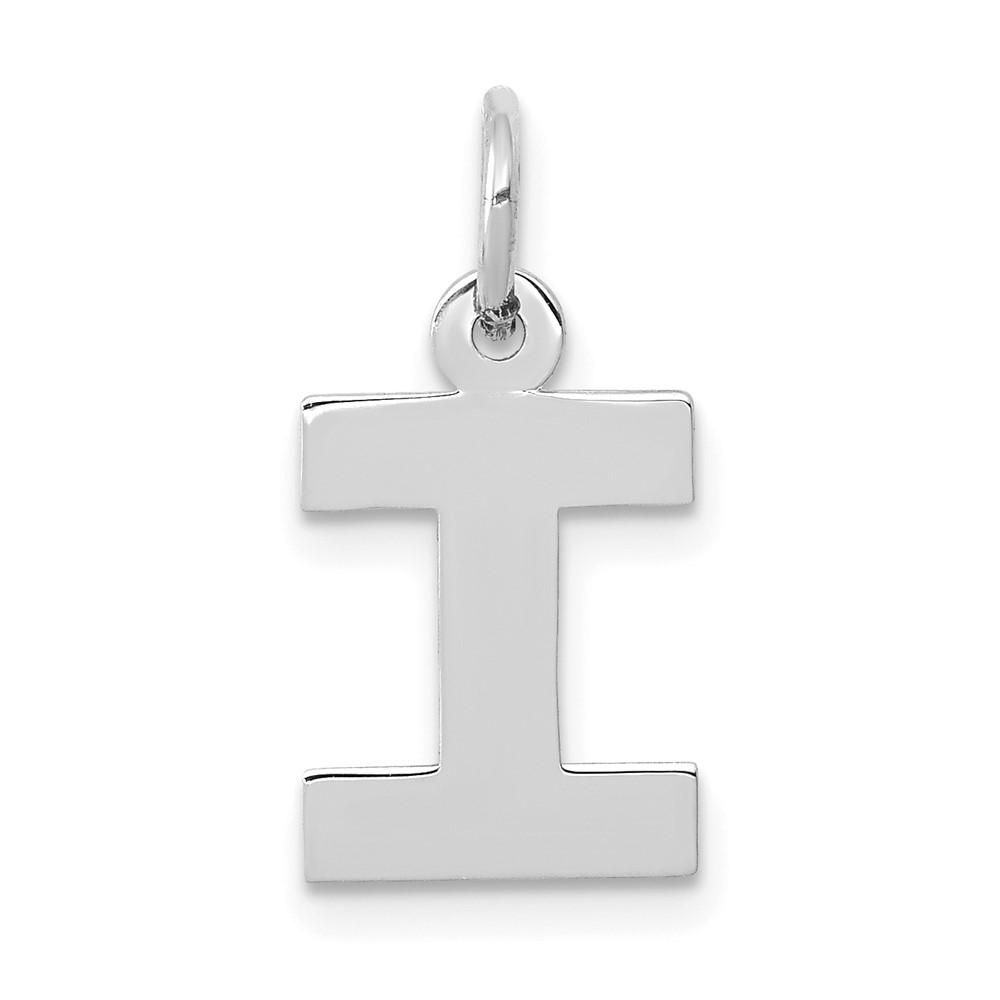 10YC665I.jpg 10k White Gold Small Block Initial I Charm - Image 1