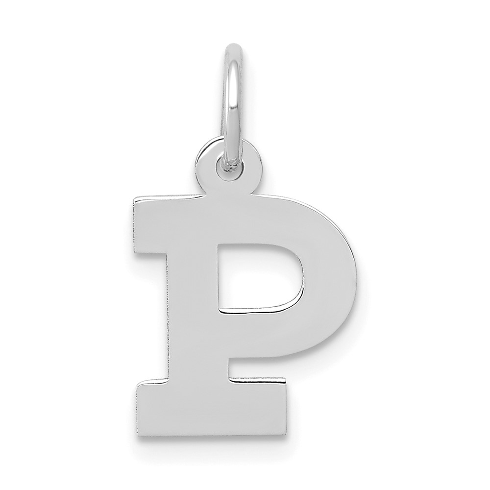10YC665P.jpg 10k White Gold Small Block Initial P Charm - Image 1