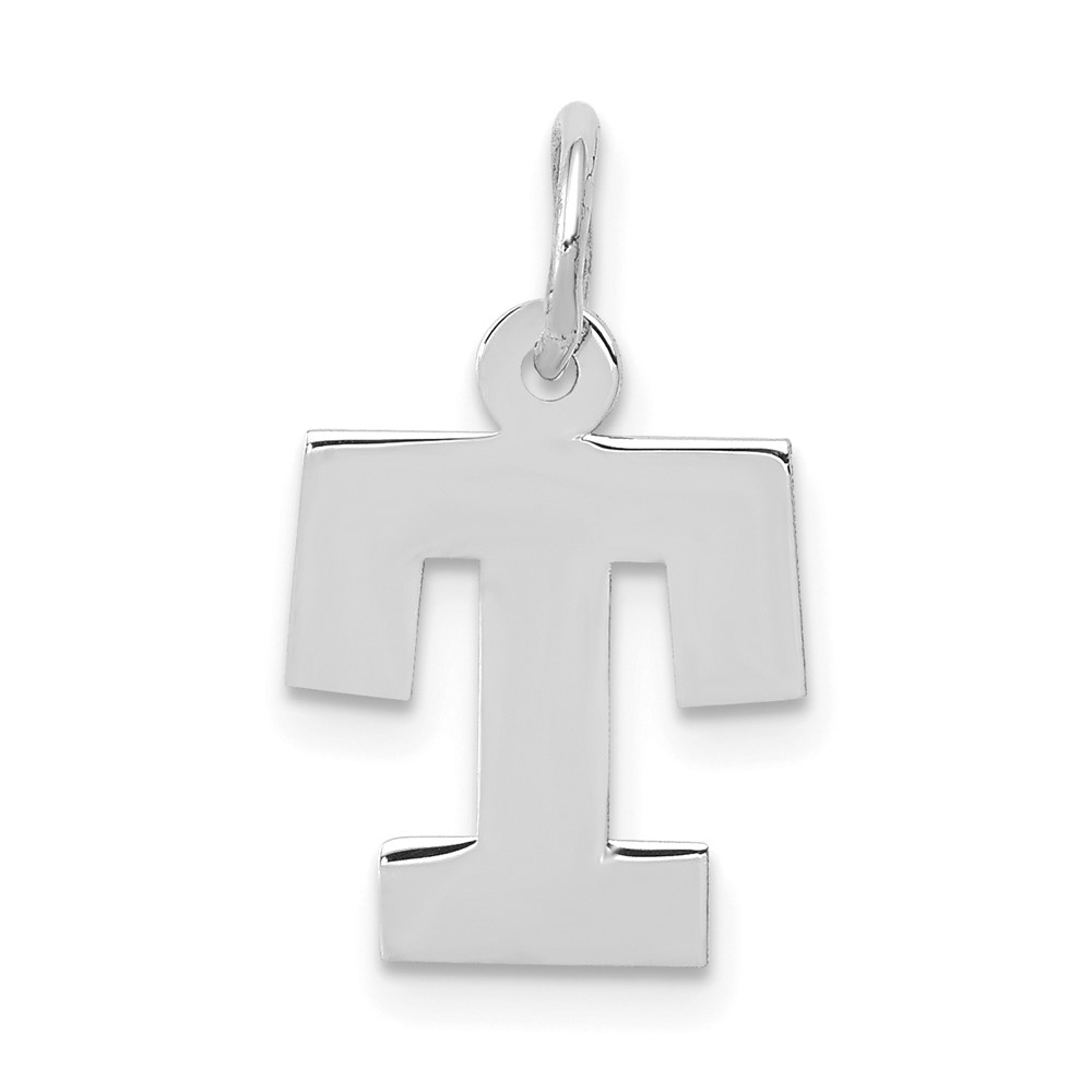 10YC665T.jpg 10k White Gold Small Block Initial T Charm - Image 1