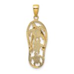 10K Enamel Cut-out Flip Flop w/ Sea Turtles Pendant - Image 4