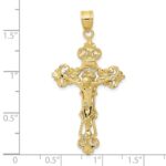 10k INRI Fleur De Lis Crucifix Pendant - Image 3