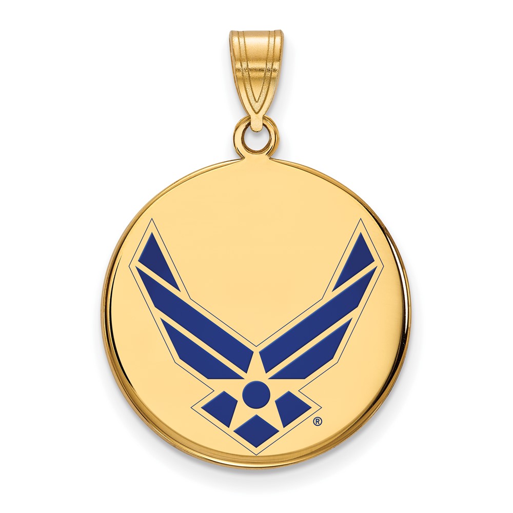 4Y033USAF.jpg 14k Gold LogoArt U.S. Air Force Large Enamel Disc Pendant - Image 1