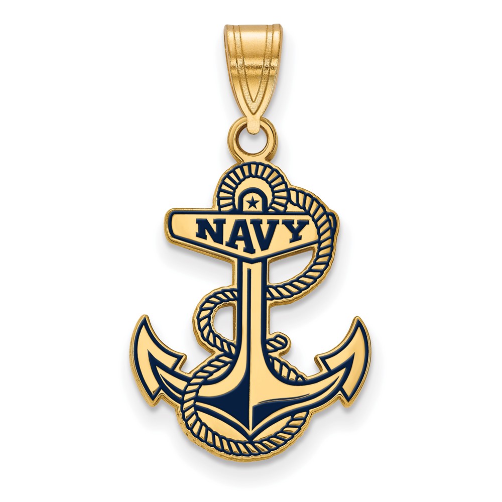 4Y033USN.jpg 14k Gold LogoArt US Naval Academy Large Enameled Pendant - Image 1