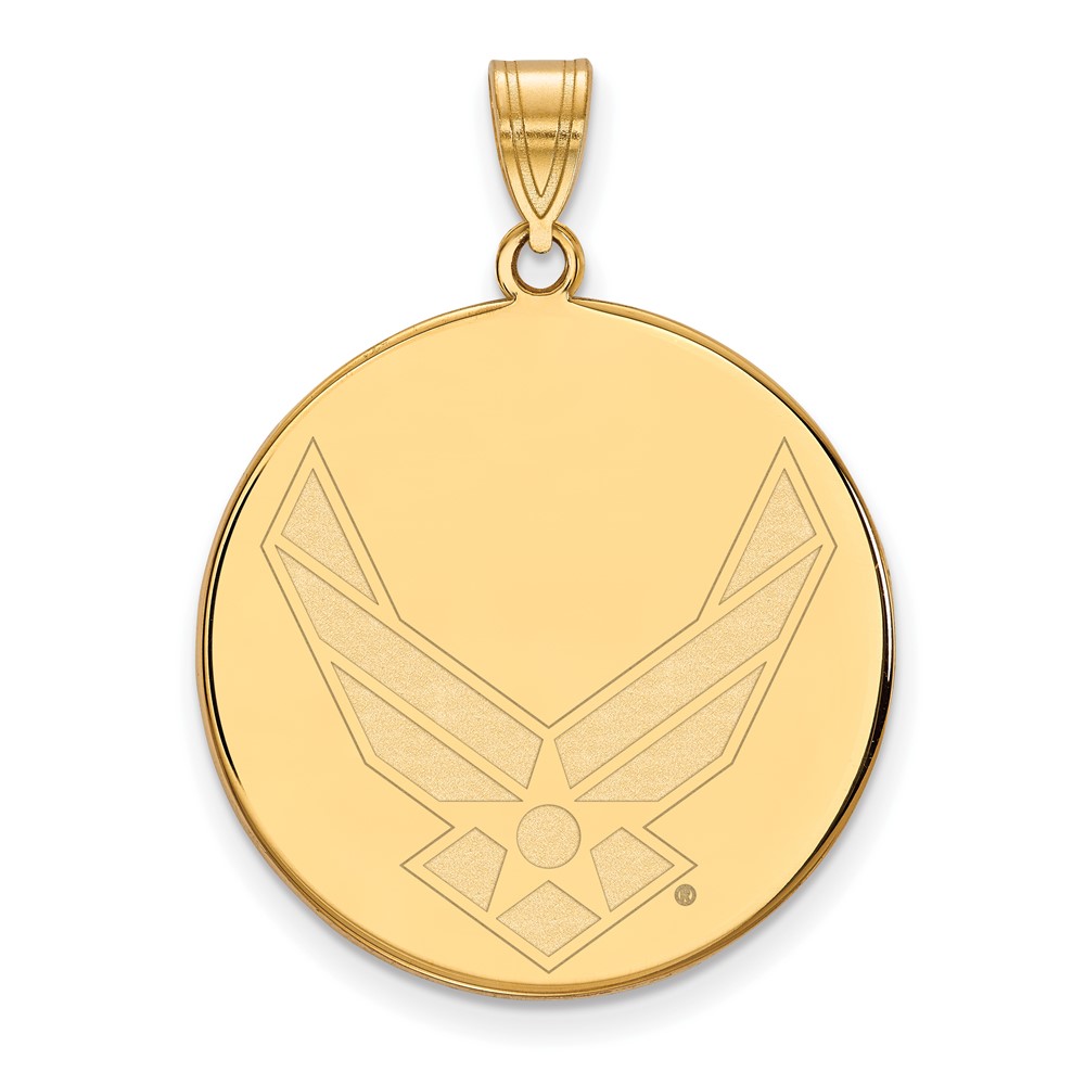 4Y034USAF.jpg 14k Gold LogoArt U.S. Air Force XL Disc Pendant - Image 1