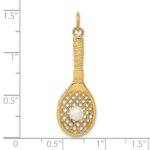 14K Tennis Racquet with Freshwater Cultured Pearl Ball Charm - Image 4