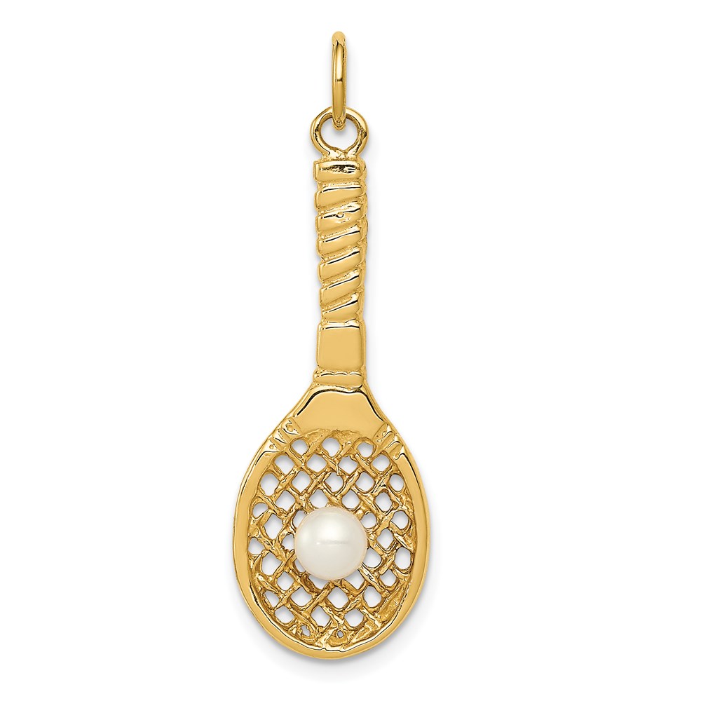 A0378.jpg 14K Tennis Racquet with Freshwater Cultured Pearl Ball Charm - Image 1