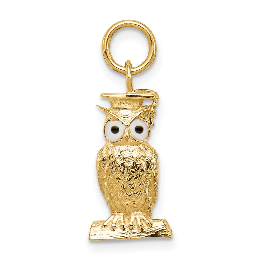 A1546_L.jpg 14K Enameled Graduation Owl Charm - Image 1