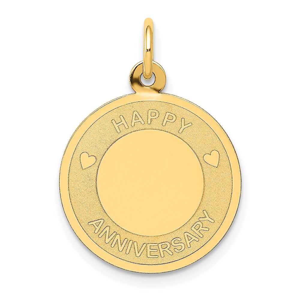 A1953_L.jpg 14K HAPPY ANNIVERSARY with Hearts 16mm Engravable Disc Charm - Image 1