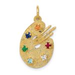 14k Multi-color CZ Stones Artist Palette Charm