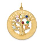 14k Multi-color CZ TREE OF LIFE Pendant