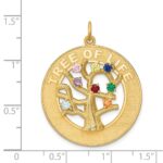 14k Multi-color CZ TREE OF LIFE Pendant - Image 4