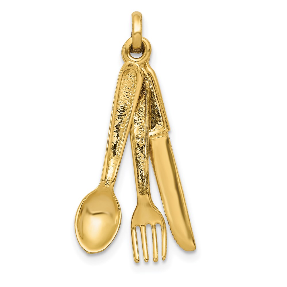 A4183.jpg 14K 3-D Knife, Fork and Spoon Charm - Image 1