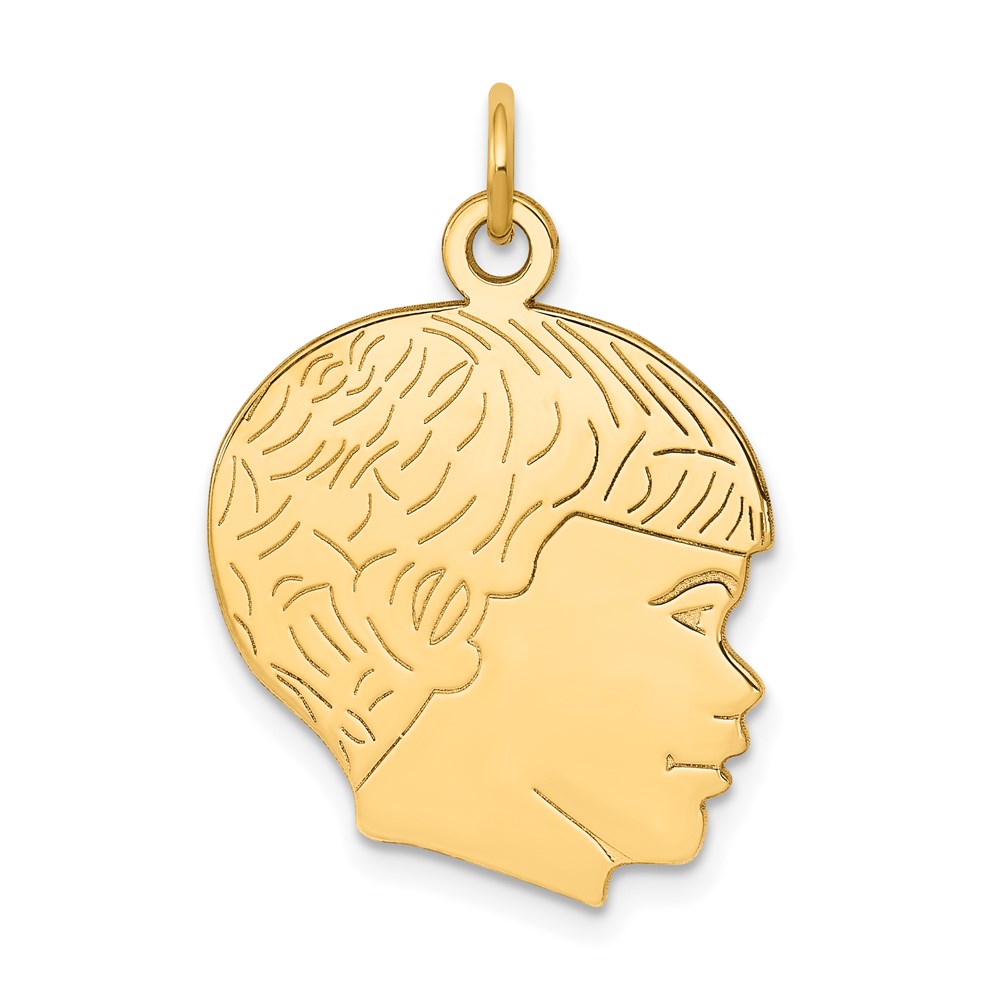 A4249.jpg 14k Solid Polished Boys Head Charm - Image 1