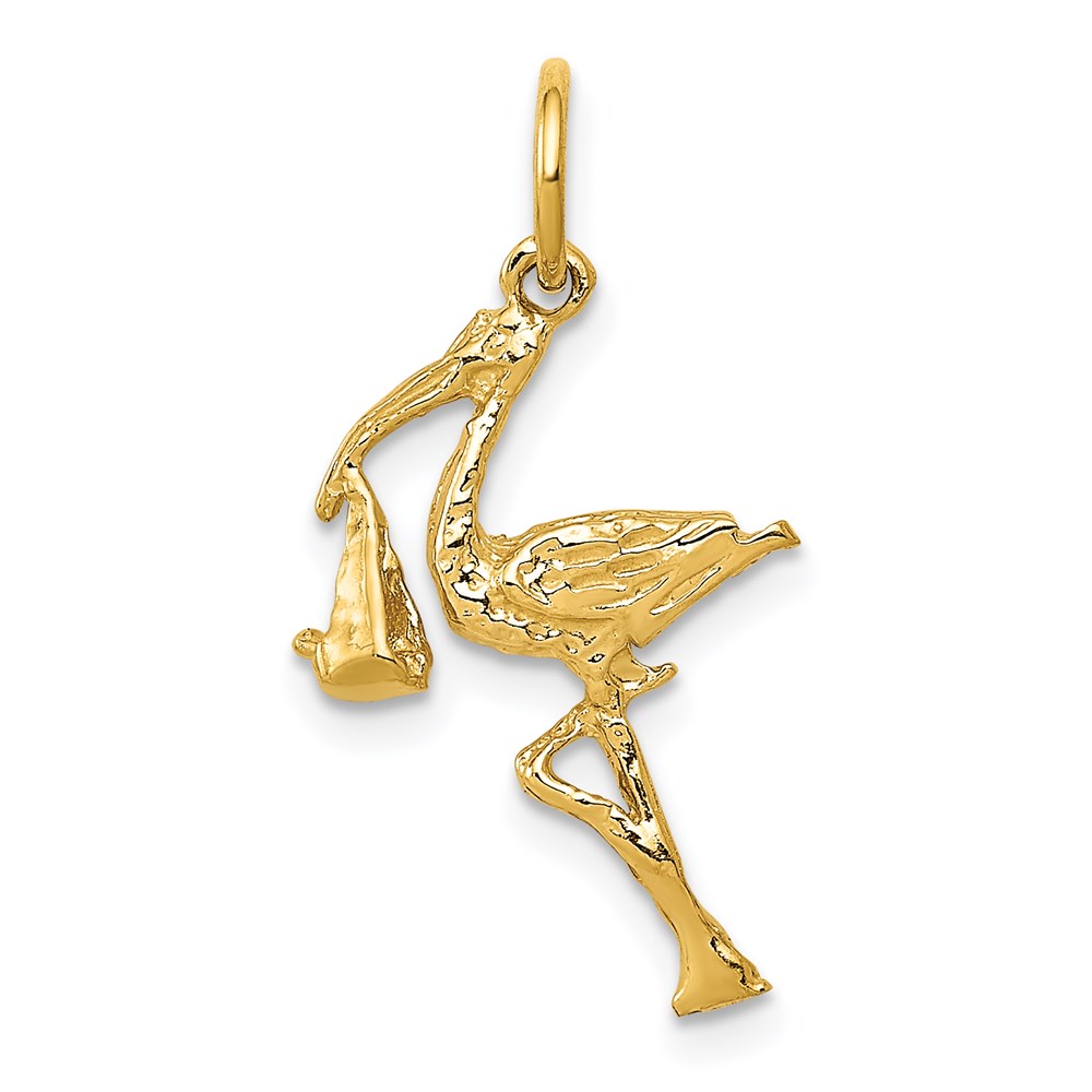 A7101.jpg 14k Solid 3-D Stork Charm - Image 1