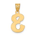 14k Polished Etched Number 3 Pendant - Image 3