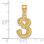14k Polished Etched Number 3 Pendant - Image 4