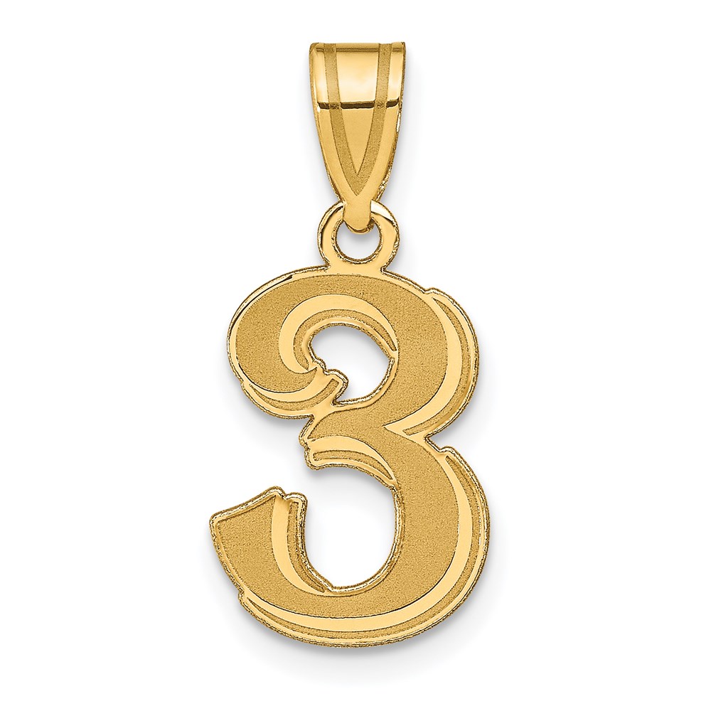AEN03.jpg 14k Polished Etched Number 3 Pendant - Image 1
