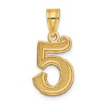 14k Polished Etched Number 5 Pendant