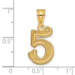 14k Polished Etched Number 5 Pendant - Image 2