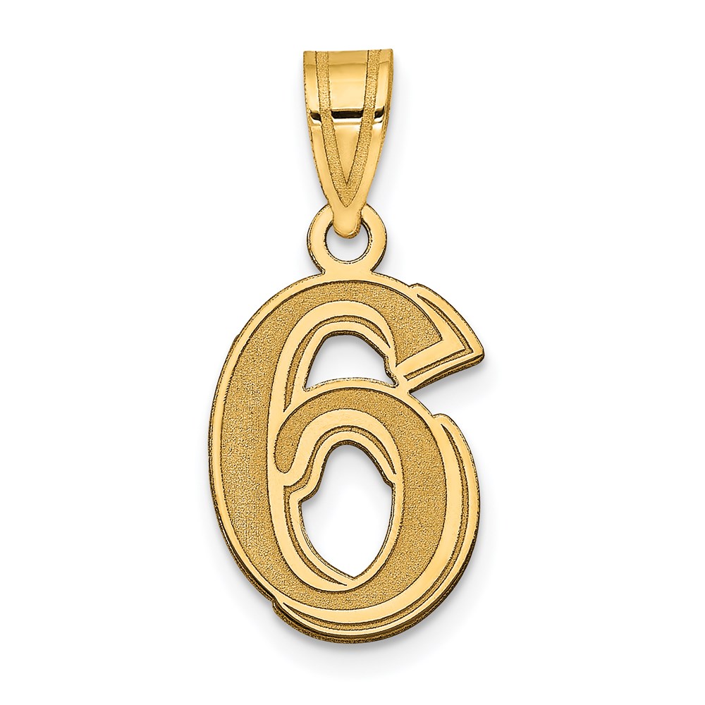AEN06.jpg 14k Polished Etched Number 6 Pendant - Image 1
