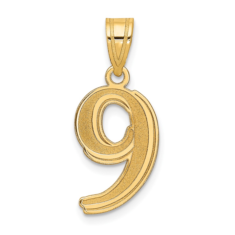 AEN09.jpg 14k Polished Etched Number 9 Pendant - Image 1
