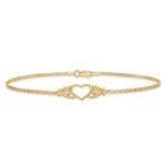14k Polished Open Heart with Filigree and Bismark Chain Anklet - Image 3