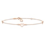 14K Rose Gold Fancy Open Hearts 3-Station Plus Extender - Total Anklet - Image 3