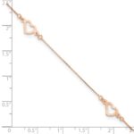 14K Rose Gold Fancy Open Hearts 3-Station Plus Extender - Total Anklet - Image 5
