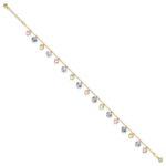 14K Tri-Color Dangle Hearts Plus Extender - Total Anklet - Image 2