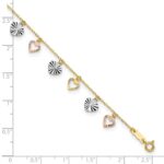 14K Tri-Color Dangle Hearts Plus Extender - Total Anklet - Image 5