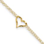 14k Double Strand Chain and Twisted Heart Plus Extender - Total Anklet