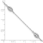 14k White Gold Diamond-cut Rice Puff Beads 4-Station Plus Extender - Total Anklet - Image 5