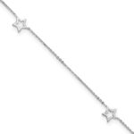 14K White Gold Open Star 3-Station Plus Extender - Total Anklet