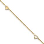 14k Diamond-cut Hearts 3-Station Plus Extender - Total Anklet