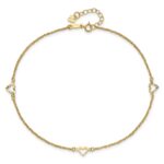 14k Diamond-cut Hearts 3-Station Plus Extender - Total Anklet - Image 4