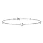14k White Gold Diamond-cut Hearts 3-Station Plus Extender - Total Anklet - Image 3