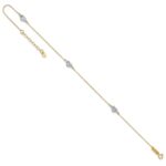 14k Two-tone Diamond-cut Triple Puffed Hearts Plus Extender - Total Anklet - Image 7