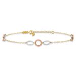 14k Tri-color Circle and Oval 3-Station Plus Extender - Total Anklet - Image 3