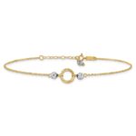 14k Two-tone Circle and Diamond-cut Beads Plus Bead Dangle Extender - Total Anklet - Image 3
