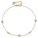 14k Two-tone Textured and Mirror Beads 5-Station Plus Bead Dangle Extender - Total Anklet - Image 5